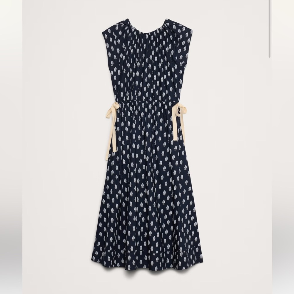 BR COTTON POPLIN TIE-WAIST MIDI DRESS